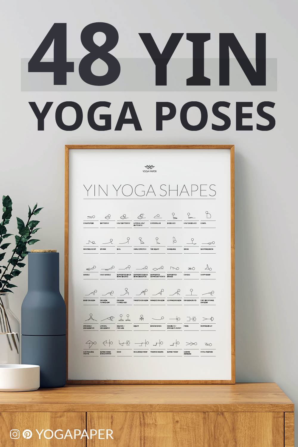 Yin Yoga Poses Printable Chart