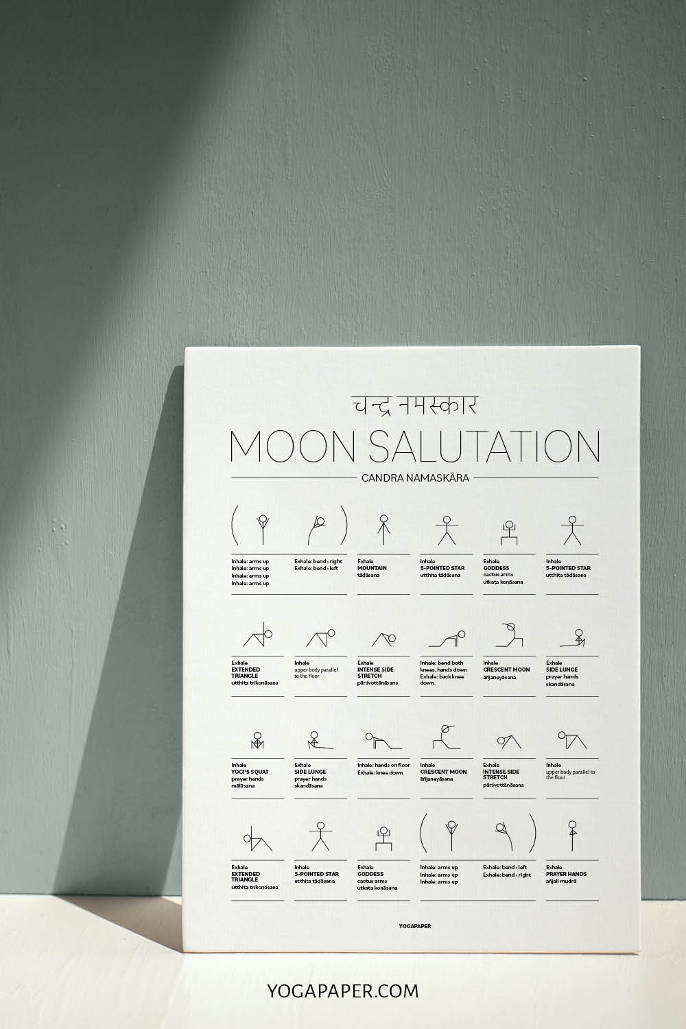 Moon Salutation Chandra Namaskar Yoga Poster – 7 Chakra Store