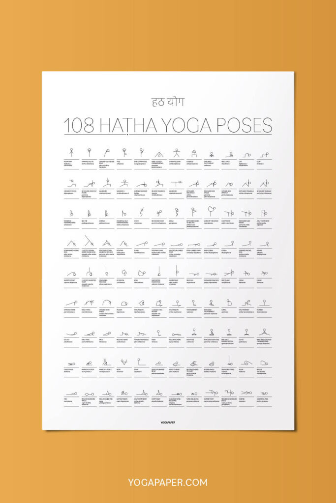24 Balancing Hatha Yoga Poses With Sanskrit and English Pose Names:  Printable PDF, A4, Letter. - Etsy Israel
