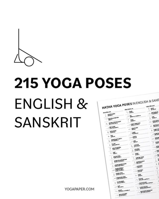 108 Hatha Yoga Poses With Stick Figures - Yoga Paper